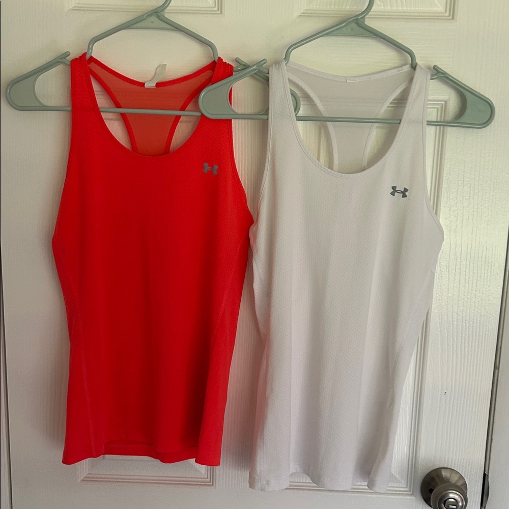 Under Armour Women’s Fuchsia & White Running Tank Tops